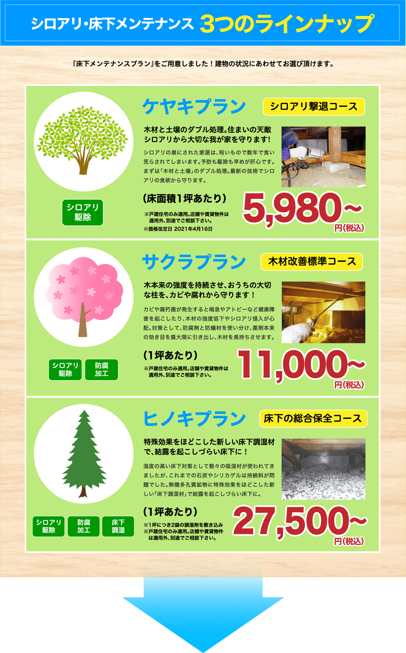 宮城県・山形県のシロアリ駆除 床下消毒 価格 プラン