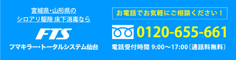 宮城県・山形県のシロアリ駆除 床下消毒 フマキラー・トータルシステム仙台