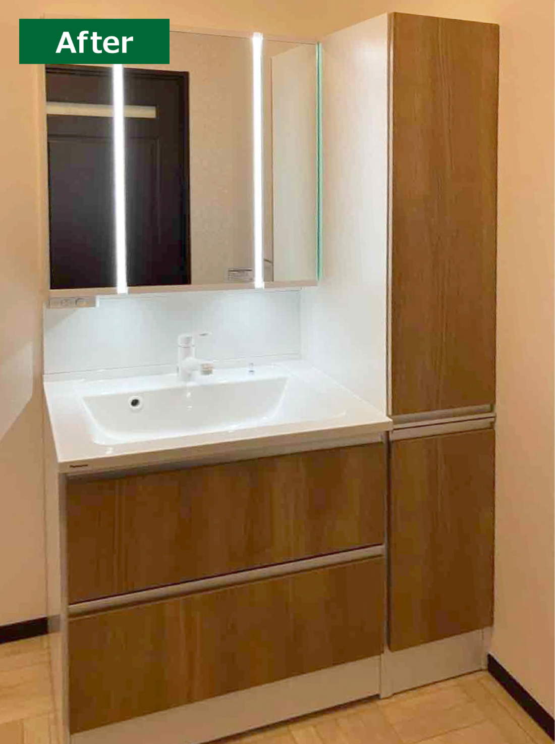 青葉区X様邸 洗面リフォーム 約45万円／工期1日間 施工後